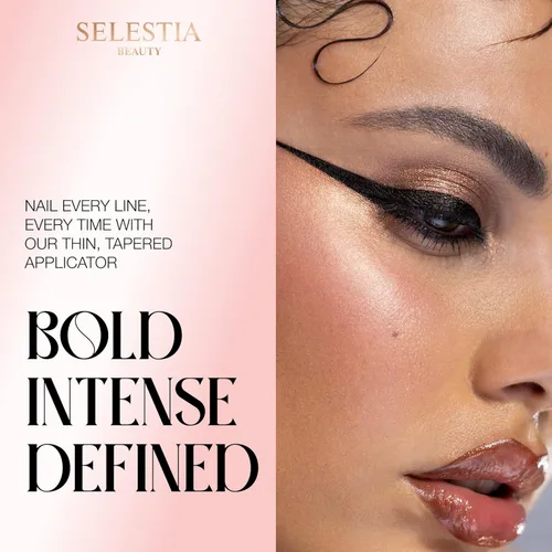 Miniatura 4 de SELESTIA BEAUTY Lápiz delineador líquido negro Queen Cobra – Larga duración – Secado rápido, sin descamación – Aplicador fino y color intenso