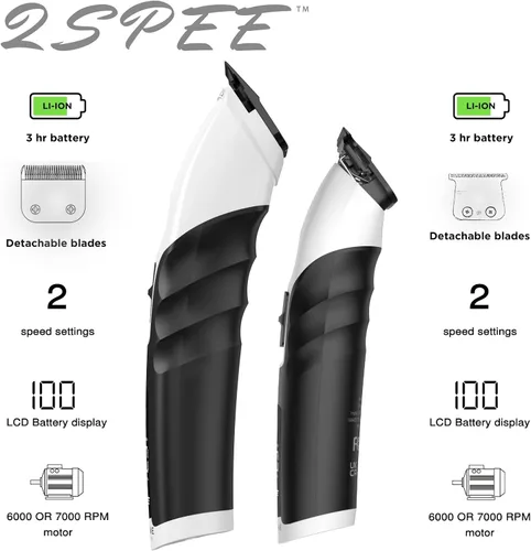 Miniatura 2 de Supreme Trimmer Combo de recortadora de barba y cortadora de pelo 2 en 1 2Spee Cuchillas extraíbles, 2 velocidades, pantalla LCD Herramientas
