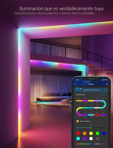 Miniatura 3 de Govee Tira de luces LED RGBIC de 100 pies, luces LED inteligentes que funcionan con Alexa y Google Assistant, luces LED para dormitorio, control