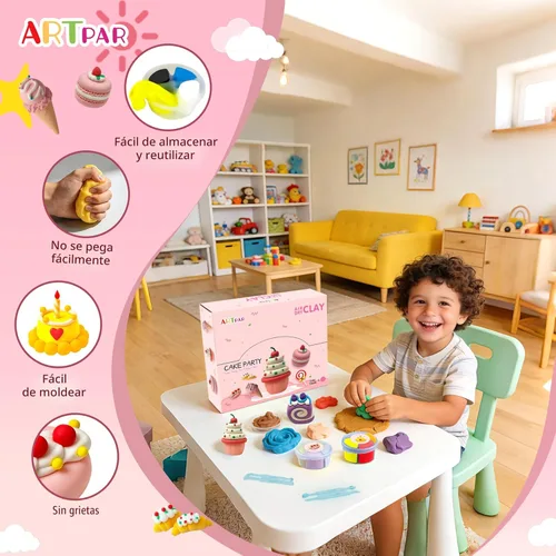Miniatura 4 de ARTPAR Plastilina de Secado al Aire para Niños, Kit de Arcilla para Modelar, Set de Escultura Model Magic, Ultra Ligera y Suave, Segura No Pegajosa