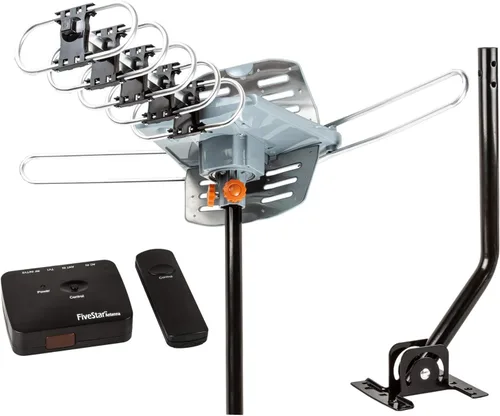 Miniatura 8 de Antena de TV para exteriores Five Star HDTV de 150 millas de largo alcance – Antena de TV giratoria de 360° con amplificador, salida de TV dual