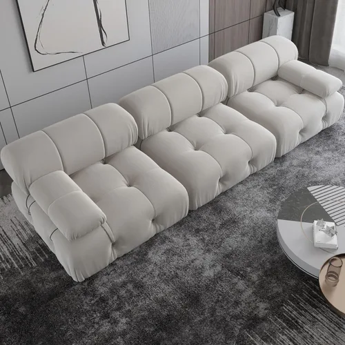 Miniatura 15 de Sofá modular seccional, sofá de terciopelo, asiento medio, beige