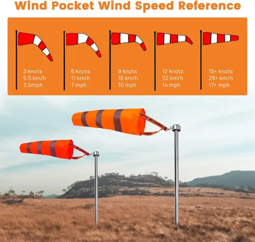 Miniatura 4 de 2 banderas reflectantes colgantes de manga de viento para exteriores, parada de rasgaduras, aeropuerto, calcetines de medición, calcetines de viento
