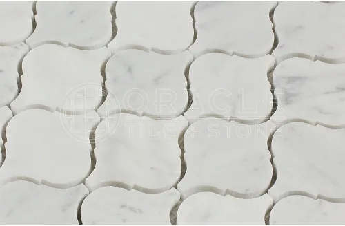 Miniatura 2 de Carrara Blanco Italiano (Bianco Carrara) Farol Mármol Mosaico Azulejo Arábesco, Pulido