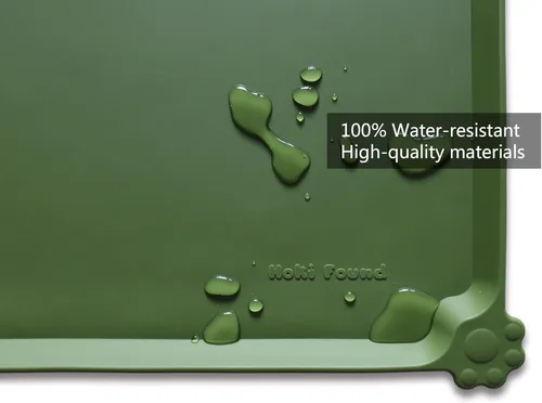 Miniatura 3 de Hoki Found - Tapete de silicona para comida de mascotas, mantel individual para comedero de perros y gatos, impermeable, color verde oliva oscuro