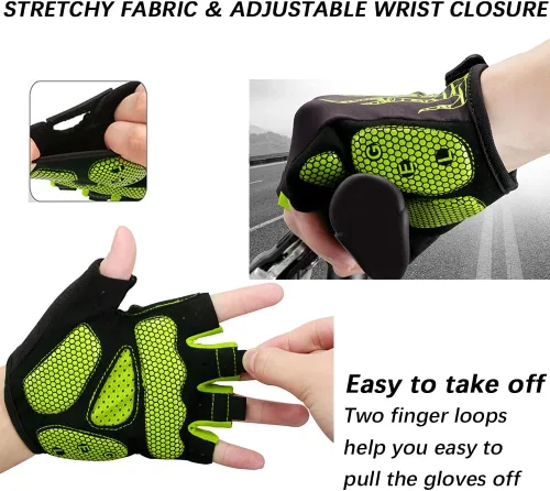 Miniatura 4 de MOREOK - Guantes para bicicleta de montaña (MTB) y ciclismo de descenso (DH), para hombres, de medio dedo, con almohadilla de gel que absorbe
