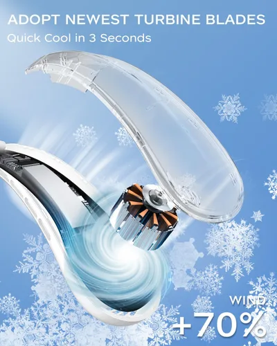 Miniatura 2 de Ventilador de cuello, ventilador portátil alrededor del cuello, ventilador personal de 5200 mAh con batería recargable por USB, 3 velocidades
