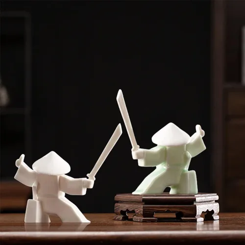 Miniatura 13 de LYART Estatua de guerrero de mascotas de té, accesorios de adorno de té, decoración de té de Kung Fu, regalo para casa y oficina, regalo del día