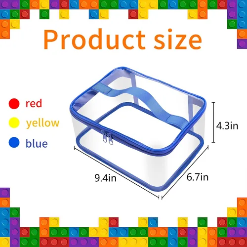 Miniatura 2 de Paquete de 3 bolsas transparentes de almacenamiento de juguetes, 9.4 x 6.7 x 4.3 pulgadas, bolsas organizadoras de juguetes de PVC transparente