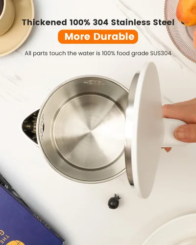 Miniatura 3 de WTJMOV Hervidor Eléctrico de Acero Inoxidable, 1.0L Hervidor de Agua Pequeño 1200W Ebullición Rápida, Hervidor de Té de Pared Doble Automático