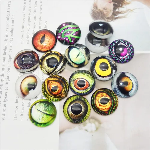 Miniatura 4 de 100 piezas de búho, serpiente, lagarto, ojos de animales, cabujón de cristal para hacer muñecas de arcilla, esculturas, accesorios