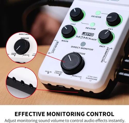 Miniatura 6 de JOYO Mezclador de audio USB Interfaz de audio estéreo XLR+48V Phantom Power Mixer para transmisión en vivo, grabación, podcasting Plug & Play