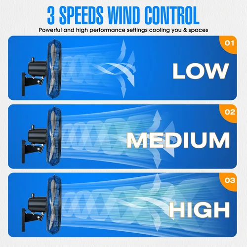 Miniatura 4 de iLiving Ventilador de pared oscilante de alta velocidad para exteriores de 18 pulgadas con motor resistente a la intemperie de 4150 CFM, ajuste