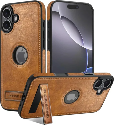 Miniatura 21 de Funda de cuero para iPhone 13 Pro, funda protectora delgada con función atril a prueba de golpes, soporte invisible integrado compatible con iPhone