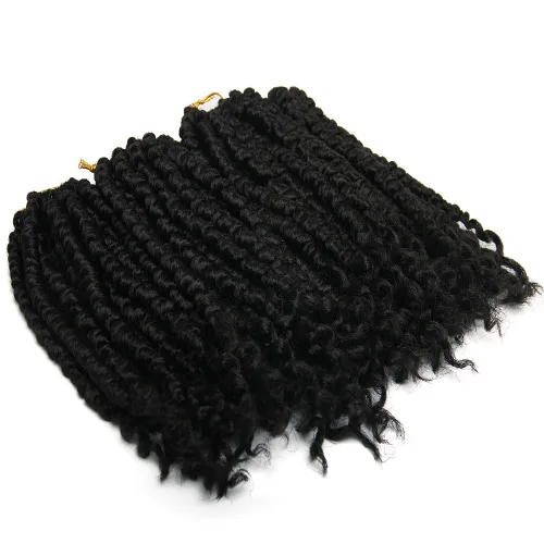 Miniatura 7 de ROSESSEA Cabello de ganchillo negro de 12 pulgadas para mujeres negras, 8 paquetes de trenzas de ganchillo, trenzas de ganchillo rizado con resorte