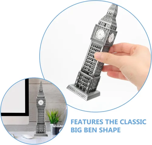 Miniatura 4 de HOMSFOU Big Ben Modelo Arquitectura Escultura Aleación Modelo de Edificio Ornamento para Decoración del Hogar Mesa Pantalla 7.08 Pulgadas Londres