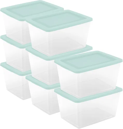 Miniatura 8 de Sterilite Paquete de 8 cajas de almacenamiento, contenedores apilables de plástico transparente, organizadores ligeros para el hogar con tapas a