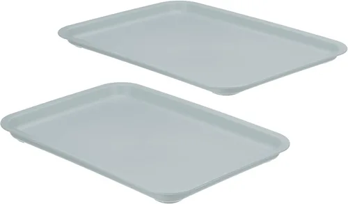 Miniatura 9 de PATIKIL Bandeja de comida rápida de 12 x 9, paquete de 2 bandejas rectangulares reutilizables de plástico multiusos para cafetería, restaurante, Azul