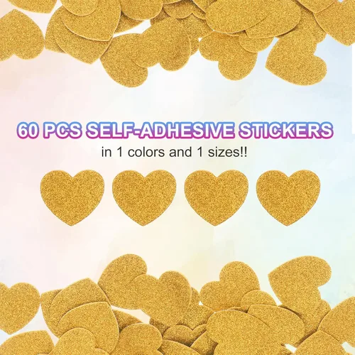 Miniatura 3 de MECCANIXITY 60 calcomanías de espuma con purpurina de 1 pulgada autoadhesivas en forma de corazón para suministros de manualidades, bricolaje