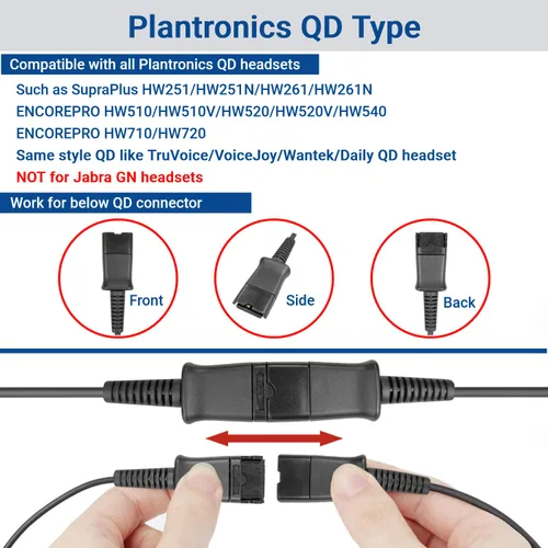 Miniatura 4 de Adaptador U10P-S RJ9 a QD HIS Cable para auriculares de desconexión rápida Plantronics Cable de bobina compatible con Yealink T20P T21P T26P T23G