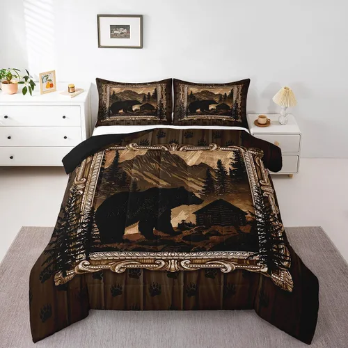 Miniatura 10 de Feelyou juego de ropa de cama con diseño de ciervo para niños y niñas, tamaño twin, con huella de pata de ciervo, juego de edredón ultra suave