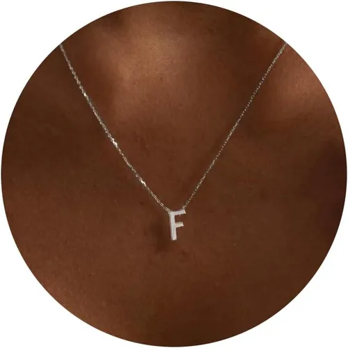 Miniatura 22 de Collares con iniciales para mujer, delicado collar de letra plateada con nombre personalizado con monograma, collar simple y lindo con inicial