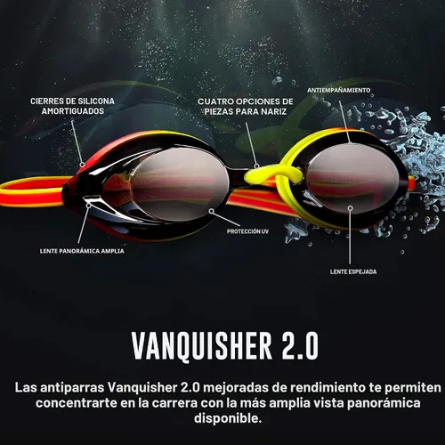 Miniatura 3 de Speedo Gafas de natación con espejo unisex para adultos Vanquisher 2.0 Negro/Jade/Diamante Esmeralda