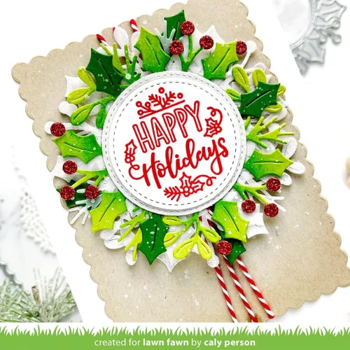 Miniatura 3 de Lawn Fawn LF3253 Magic Iris Holly Wreath Add-On Troqueles
