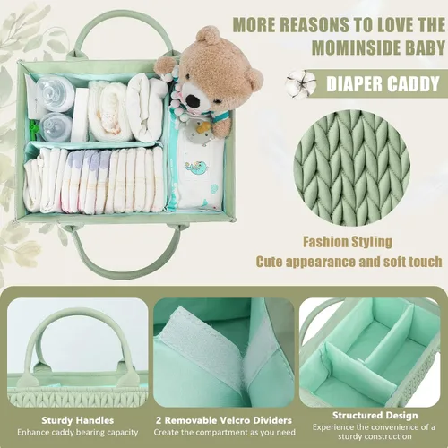 Miniatura 3 de MOMINSIDE Organizador de pañales para bebé, cesta de bebé, almacenamiento de guardería, mesa cambiadora portátil, organizador de auto para niñas