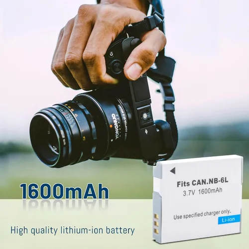 Miniatura 7 de Paquete de 2 baterías NB-6L NB-6LH de 1600mAh con cargador dual para Canon Powershot SX500 es, SX510 HS, SX520 HS, SX530 HS, SX540 HS, SX170 es