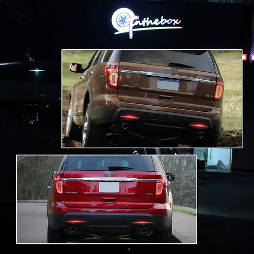 Miniatura 8 de luces LED de reflector de parachoques completas con lente ahumada Compatible con Ford Explorer 2011 2012 2013 2014 2015 - Funcionan como luces