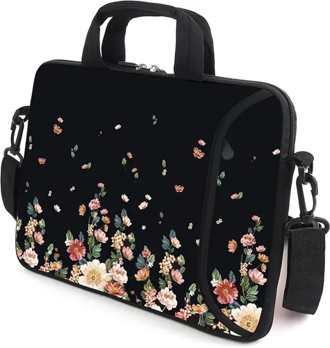 Miniatura 12 de Funda para laptop de 15.6 pulgadas, estuche para chromebook, correa de hombro ajustable con asa, bolsillo para accesorios (Galaxias azules)