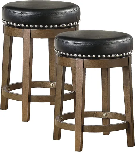 Miniatura 7 de Lexicon Blueridge Taburete giratorio de altura de comedor (juego de 2), 19.5 pulgadas SH, negro