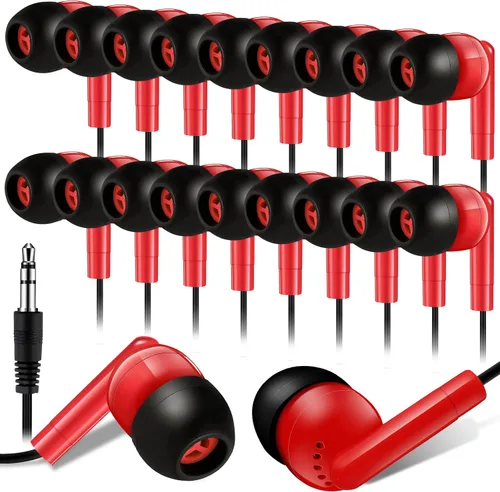 Miniatura 12 de Kanayu Paquete de 100 auriculares con cable a granel para aulas, auriculares básicos para estudiantes, sin micrófono, con conector de 0.138 in