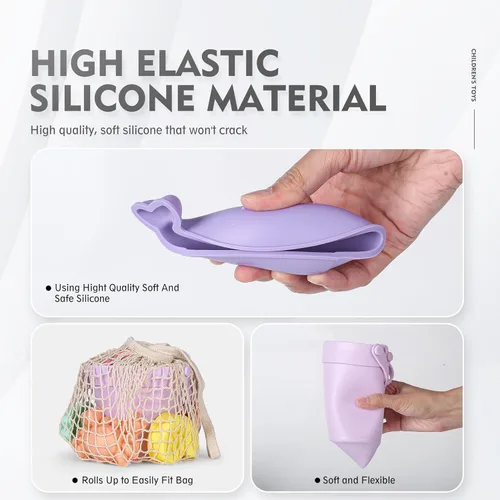 Miniatura 5 de MarcZero 11 piezas de juguetes de playa de silicona, juguetes modernos de playa para bebés, juego de playa apto para viajes, juguete ecológico, cubo