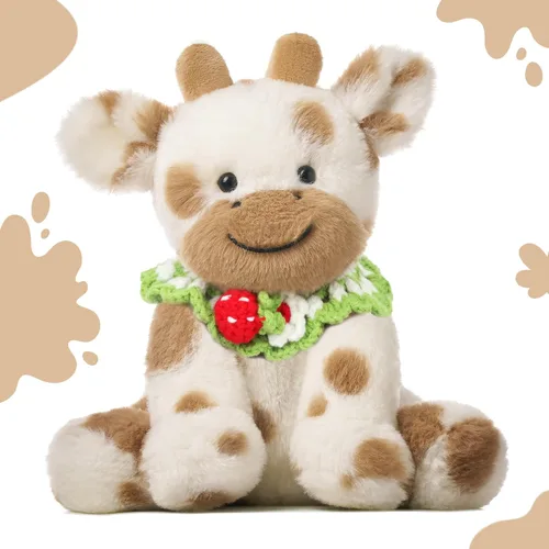 Miniatura 10 de Hopearl Adorable Vaca de Peluche, Juguetes de Vaca Flexible Suave, Animales de Peluche, Regalos de Cumpleaños Lindos para Niños, Niñas, Niños