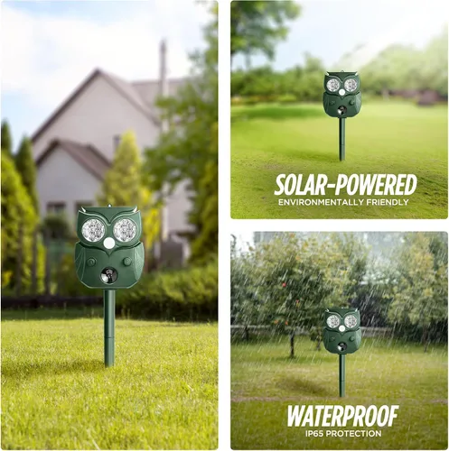 Miniatura 3 de Repelente solar de animales al aire libre, repelente ultrasónico de ciervos, mapache, dispositivo disuasorio de ardillas, detección de movimiento