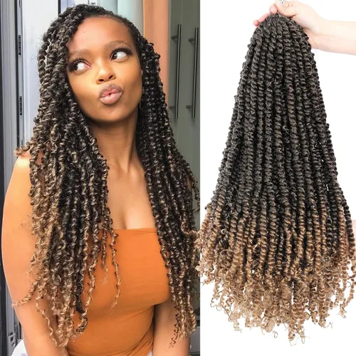 Miniatura 10 de Cabello Passion Twist de 12 pulgadas, 8 paquetes, cabello de ganchillo pretrenzado para mujeres negras, cabello rizado de ganchillo preenlazado, 1b#