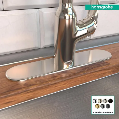 Miniatura 3 de hansgrohe 14019831 - Placa base coordinadora moderna y fácil de instalar en níquel pulido, 14019831