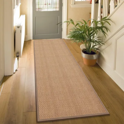 Miniatura 26 de GOYLSER Alfombras de yute de 15 pies para pasillo, alfombra de cocina, antideslizante, lavable, absorbente, alfombra de pasillo color beige
