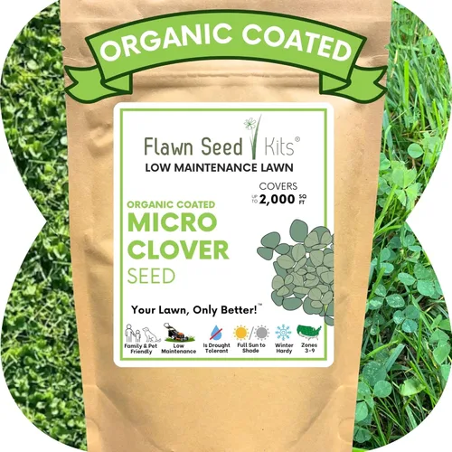 Miniatura 12 de Flawn Seed Kits Semilla de micro trébol, 4.4 onzas, revestimiento orgánico, ecológico, bajo mantenimiento, alternativa al césped, bolsa compostable