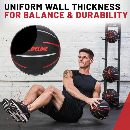 Miniatura 5 de Lifeline Fitness Balón medicinal - Entrenamiento de fuerza y estabilidad corporal total, antideslizante, rebote ligero, superficie texturizada