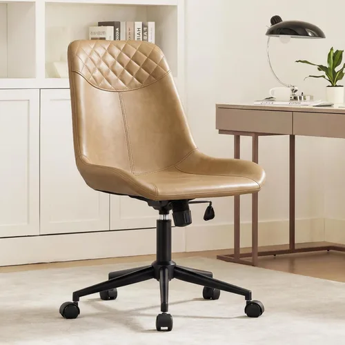 DUHOME Silla de oficina moderna de cuero PU Silla de escritorio Silla giratoria para computadora Camel