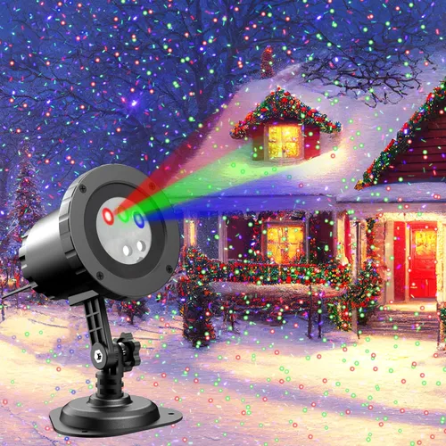 Proyector de Luces Láser de Navidad para Exteriores, AIRIVO Proyector de Luces de Luciérnaga en Movimiento de 3 Colores, Luz de Estrella Roja, Verde