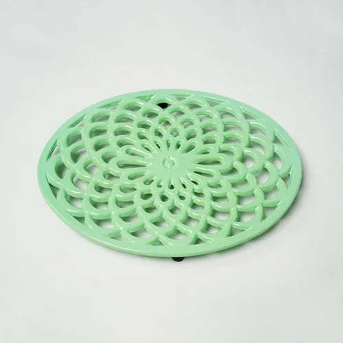 Miniatura 3 de HAWOK Salvamanteles ovalados de hierro fundido esmaltado con clavijas de goma, salvamanteles de metal para platos calientes, verde