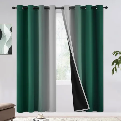 Miniatura 51 de COSVIYA - Cortinas 100% opacas y visillos con ombre, cortinas negras de 63 pulgadas de largo, 2 paneles, cortinas de oscurecimiento total