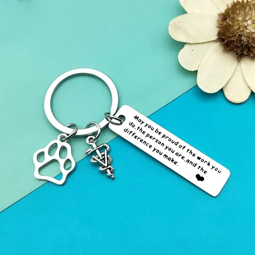 Miniatura 7 de Dabihu Vet Tech Keychain Veterinarian Appreciation Gifts Thank You Gifts for Veterinary Tech Coworker Animal Rescue Gifts