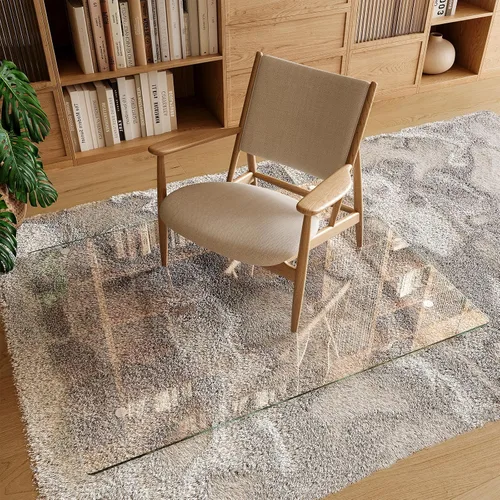 Miniatura 3 de Koonmi Tapete para silla de vidrio templado de 36"x48" - Tapete premium para silla de oficina para suelos de madera dura y alfombra de pelo bajo