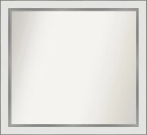Miniatura 513 de Amanti Art Espejo de baño blanco para sobre el fregadero, 30 x 35 pulgadas, espejo de tocador rectangular estrecho de Eva de oro blanco, marco
