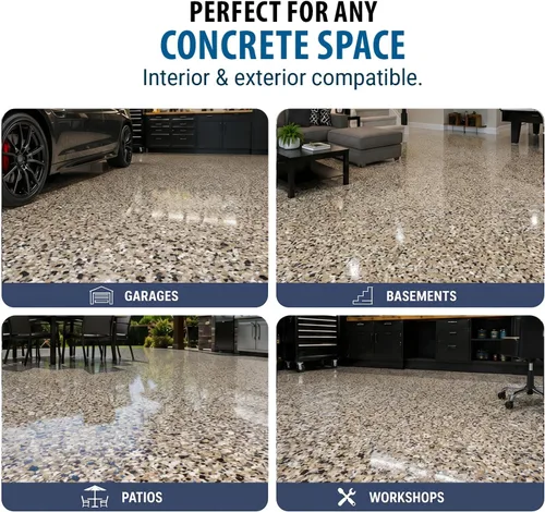 Miniatura 8 de RUST BULLET Copos de color decorativos – marrón otoñal – Personaliza pisos de concreto con 1 libra de chips de vinilo duraderos y resistentes a